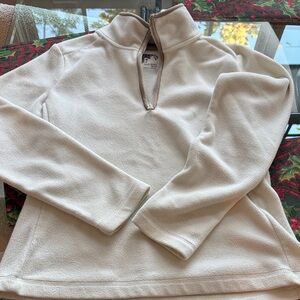 Old Navy Women's Cream with Gray Trim Quarter-Zip Fleece Sweatshirt